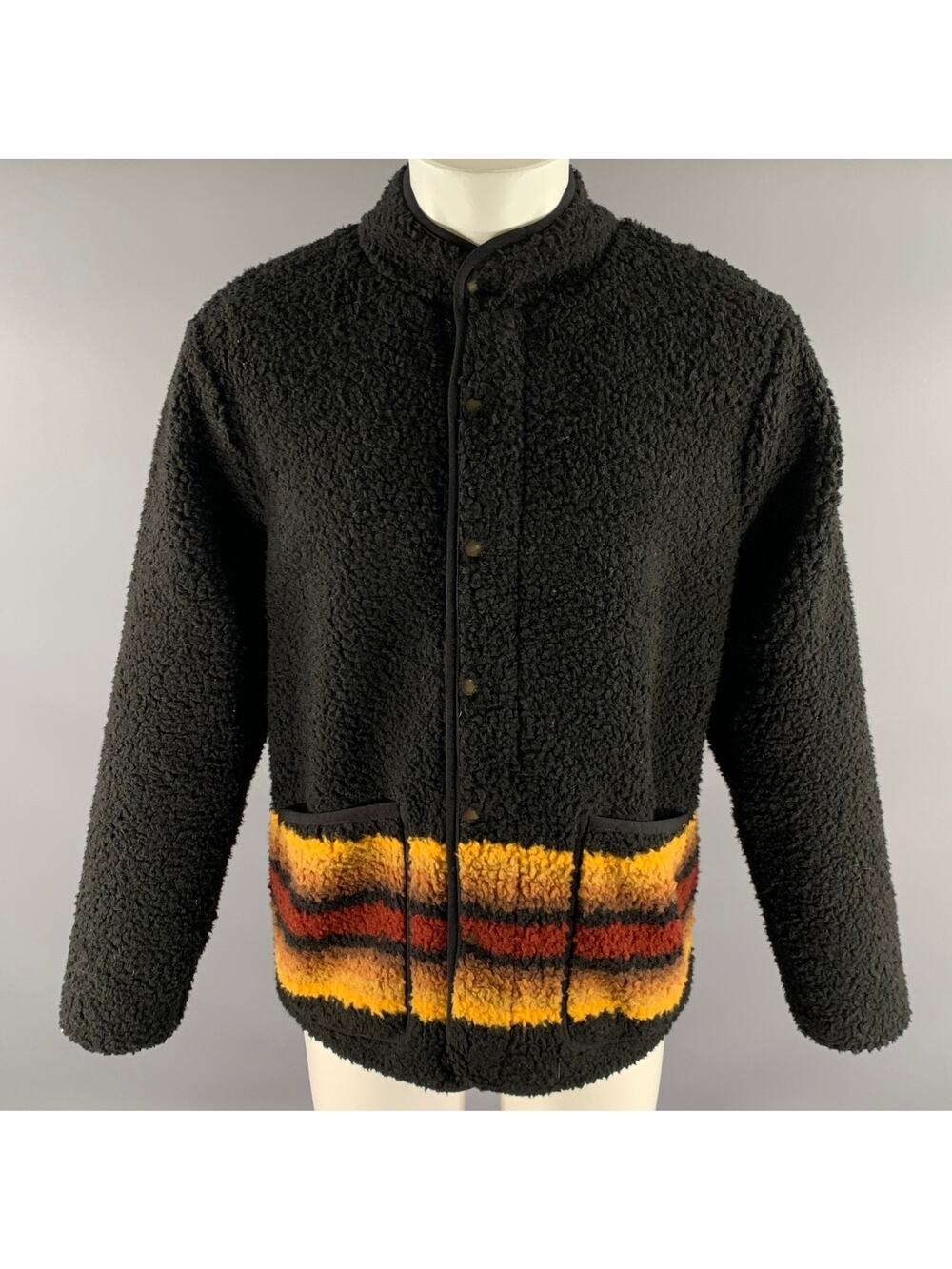 TAYLOR STITCH Size M Black Brown Acrylic Blend Sherpa Jacket